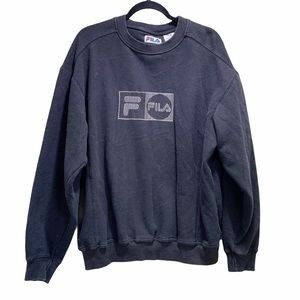 Vintage FILA Black Crewneck Stitch Logo Pullover